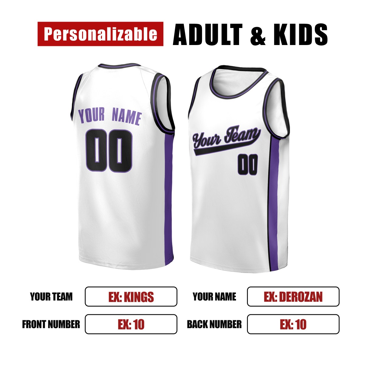 Personalized Sacramento Kings Basketball Jersey - White Swingman Association Style, Custom Name & Number-2