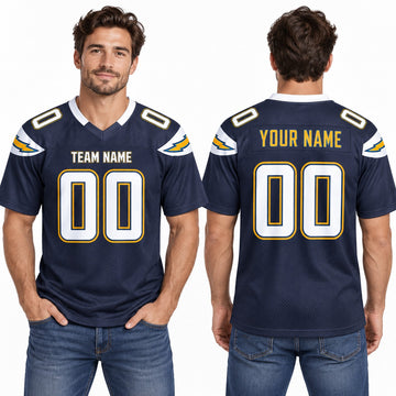 Personalized San Diego Chargers Football Jersey – Navy Gridiron Classics Style, Custom Name Patch, Team Name, Number & Logo-1