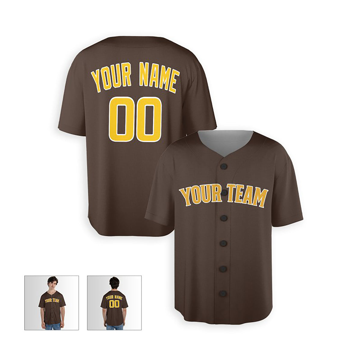 Personalized San Diego Padres Baseball Jersey - Brown Alternate Style, Custom Name & Number-3