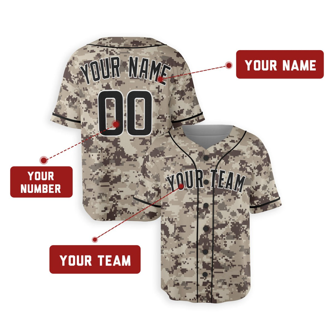 Personalized San Diego Padres Baseball Jersey - Camo USMC Alternate Style, Custom Name & Number-1