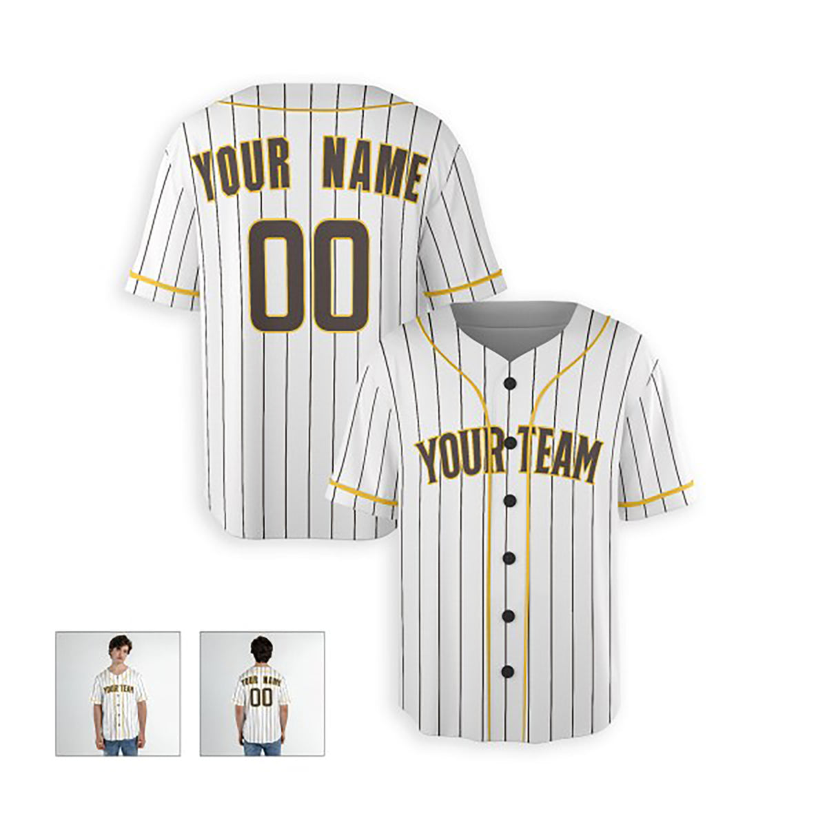 Personalized San Diego Padres Baseball Jersey - White Alternate Style, Custom Name & Number-3