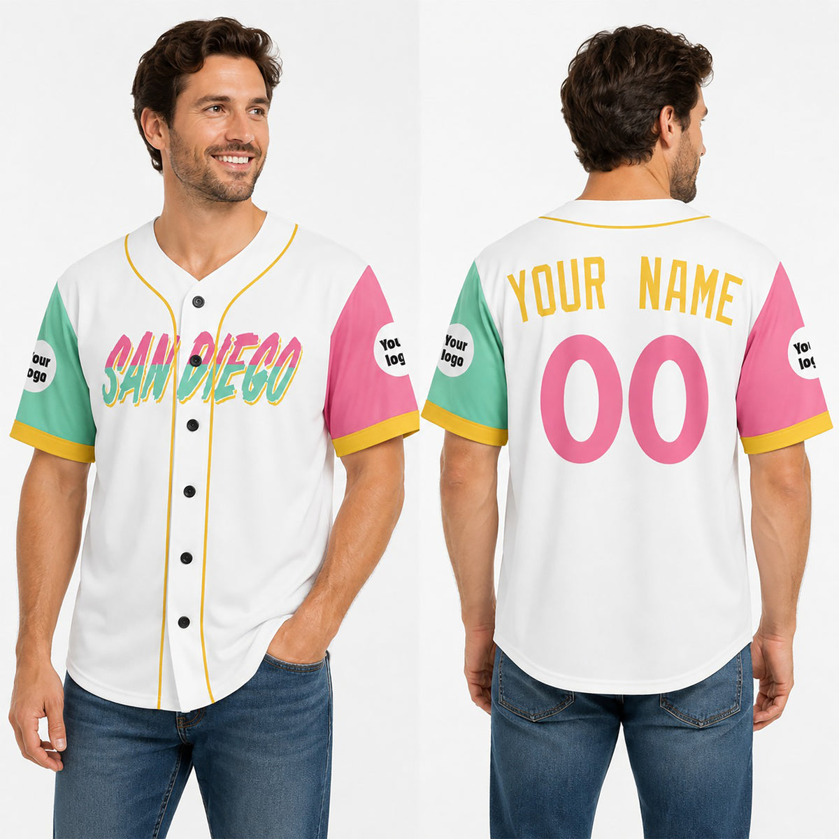 Personalized San Diego Padres Baseball Jersey - White City Style, Custom Name & Number-1
