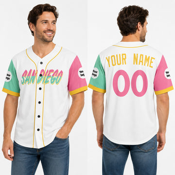Personalized San Diego Padres Baseball Jersey - White City Style, Custom Name & Number-1