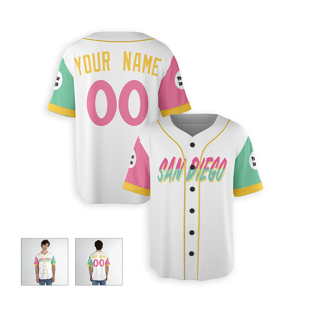 Personalized San Diego Padres Baseball Jersey - White City Style, Custom Name & Number-4