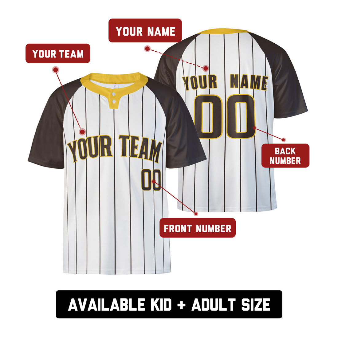 Personalized San Diego Padres Two-Button Baseball Jersey - Alternate Style, Custom Name & Number-1