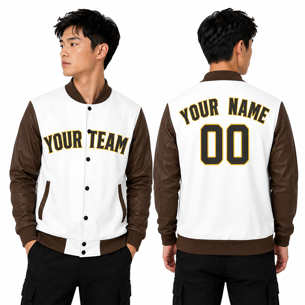 Personalized San Diego Padres Varsity Jacket – White Brown Alternate Style 2, Custom Name & Number-1