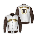 Personalized San Diego Padres Varsity Jacket – White Brown Alternate Style 2, Custom Name & Number-3