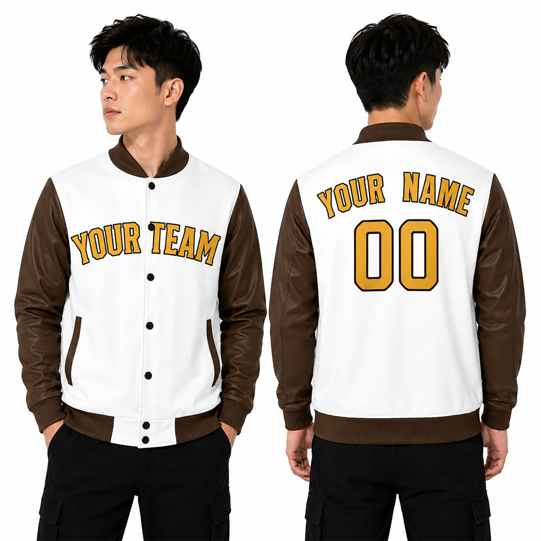 Personalized San Diego Padres Varsity Jacket – White Brown Alternate Style, Custom Name & Number-1