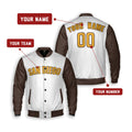 Personalized San Diego Padres Varsity Jacket – White Brown Alternate Style, Custom Name & Number-2