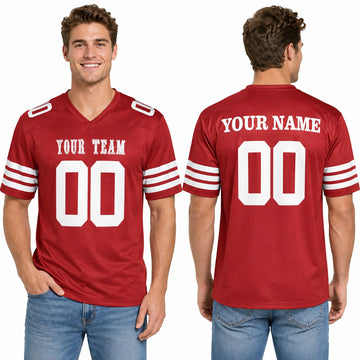 Personalized San Francisco 49ers Football Jersey - Scarlet Fan Style, Custom Name & Number-1