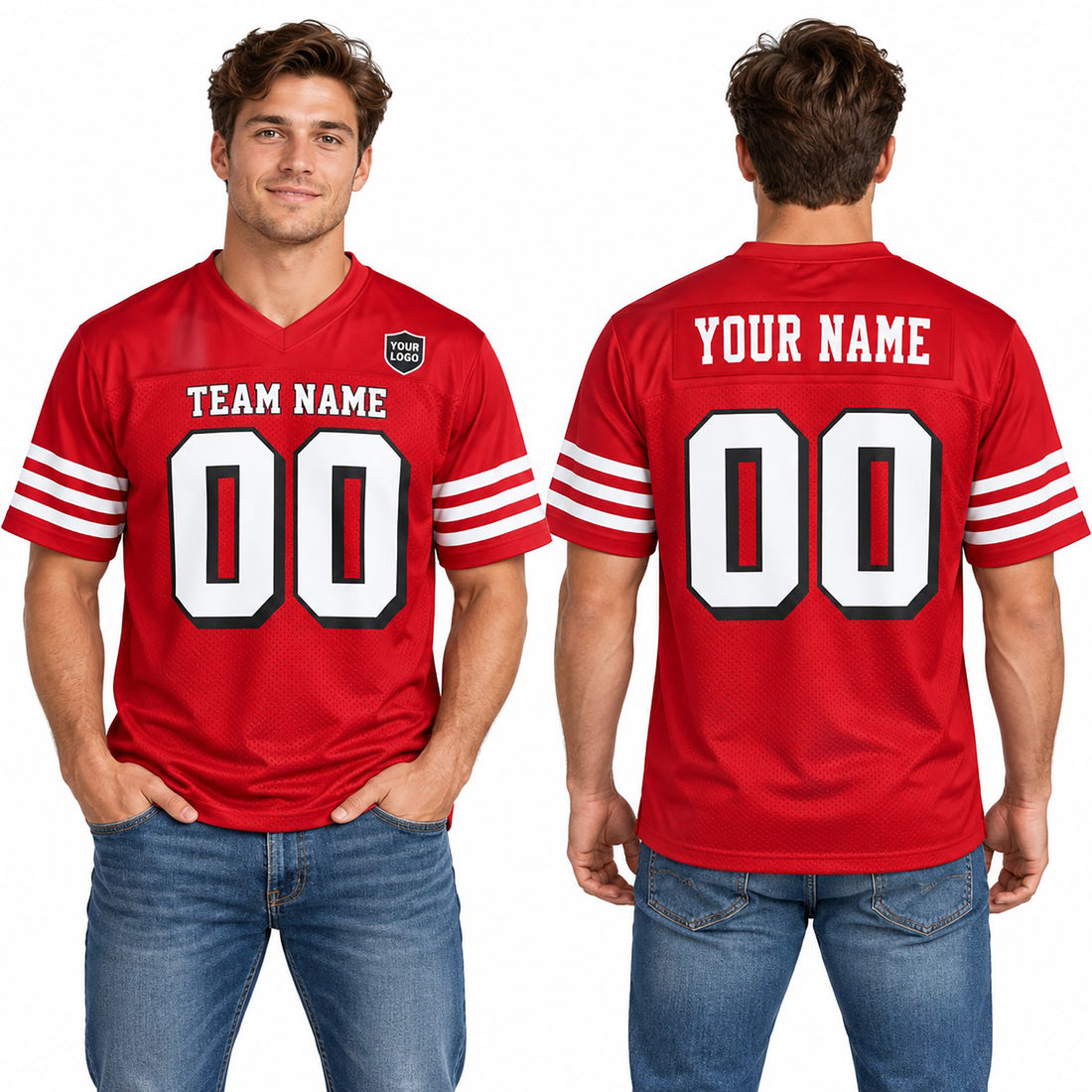 Personalized San Francisco 49ers Football Jersey – Scarlet 80th Anniversary Alternate Style, Custom Name Patch, Team Name, Number & Logo-1
