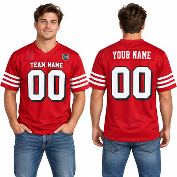 Personalized San Francisco 49ers Football Jersey – Scarlet 80th Anniversary Alternate Style, Custom Name Patch, Team Name, Number & Logo-1