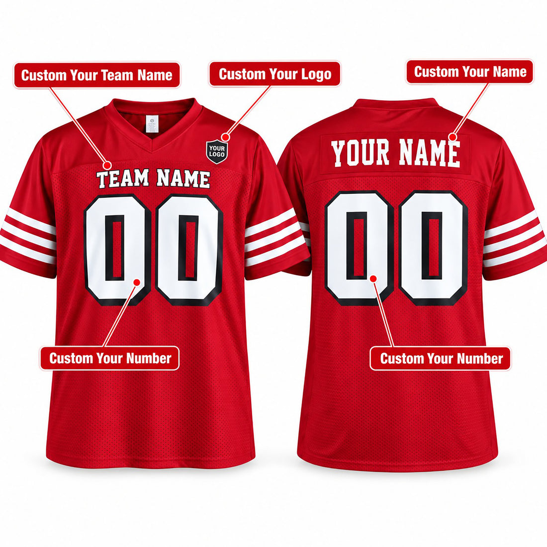 Personalized San Francisco 49ers Football Jersey – Scarlet 80th Anniversary Alternate Style, Custom Name Patch, Team Name, Number & Logo-1