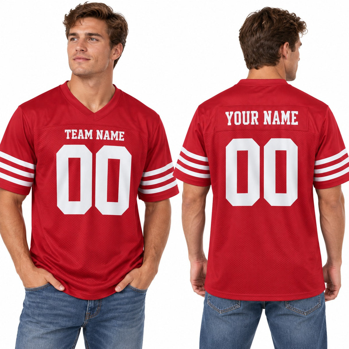 Personalized San Francisco 49ers Football Jersey – Scarlet Style, Custom Name Patch, Team Name, Number & Logo-1