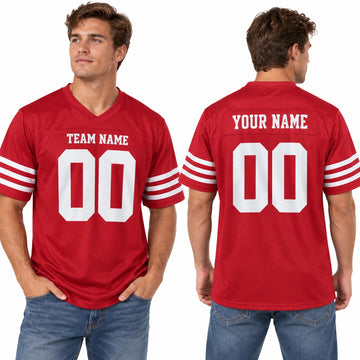 Personalized San Francisco 49ers Football Jersey – Scarlet Style, Custom Name Patch, Team Name, Number & Logo-1