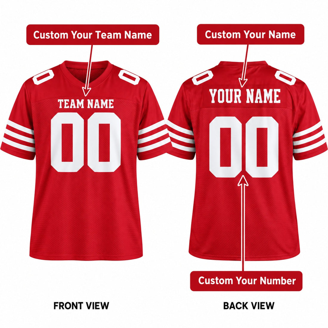 Personalized San Francisco 49ers Football Jersey – Scarlet Style, Custom Name Patch, Team Name, Number & Logo-1