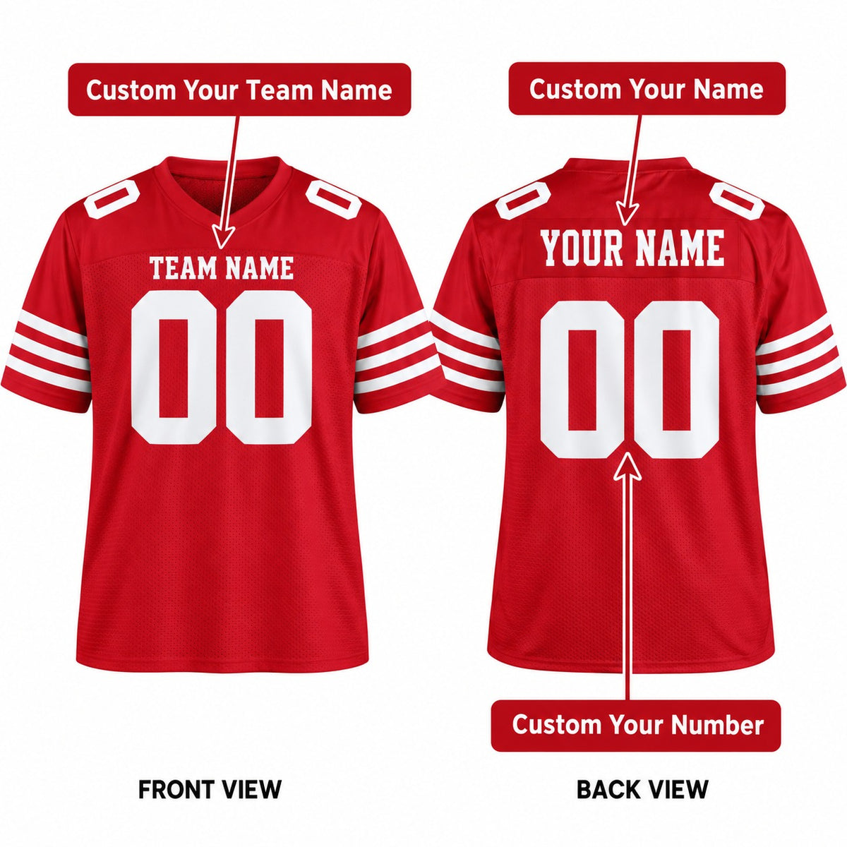 Personalized San Francisco 49ers Football Jersey – Scarlet Style, Custom Name Patch, Team Name, Number & Logo-2