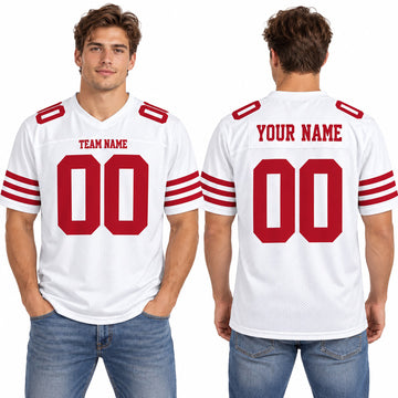 Personalized San Francisco 49ers Football Jersey - White Game Style, Custom Name Patch, Team Name, Number & Logo for Men, Women, Youth and Kids