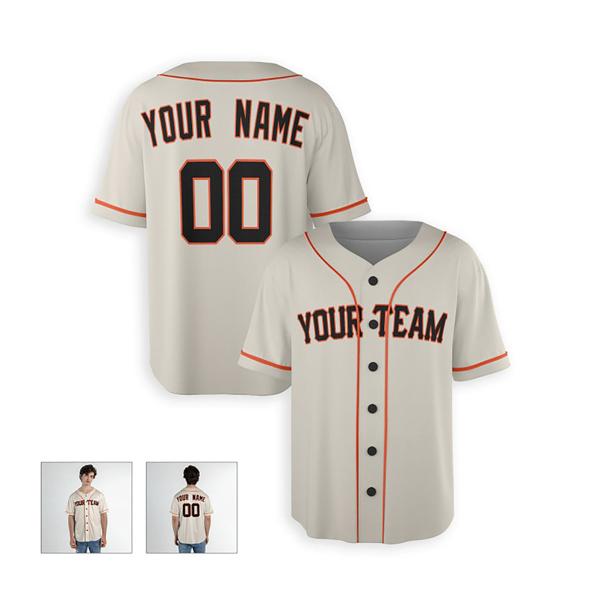 Personalized San Francisco Giants Baseball Jersey - Cream Home Style, Custom Name & Number-4