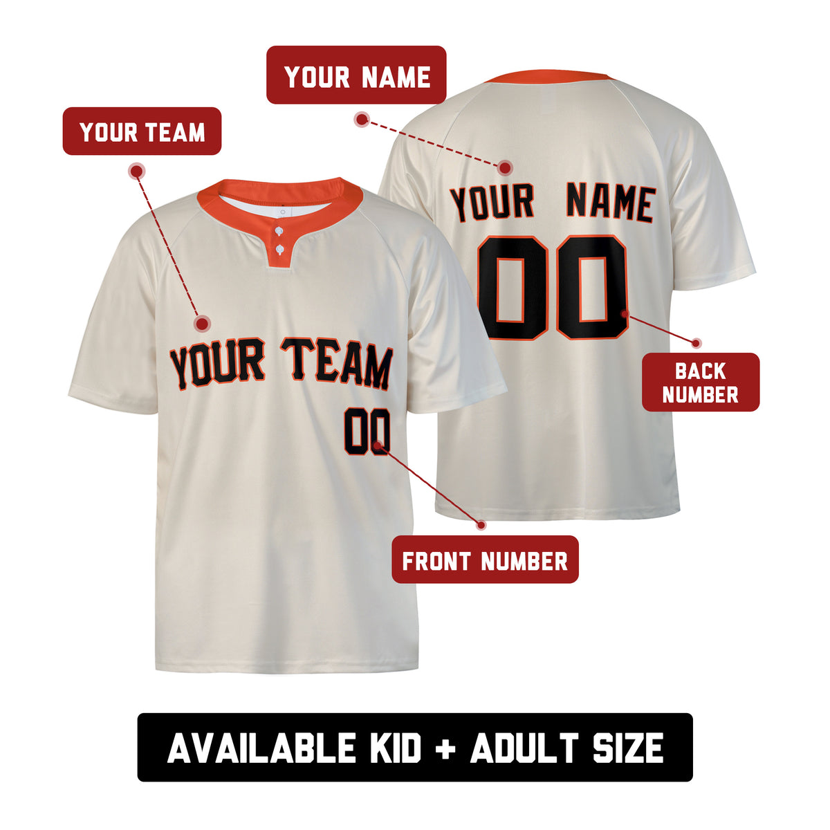 Personalized San Francisco Giants Two-Button Baseball Jersey - Home Style, Custom Name & Number-2