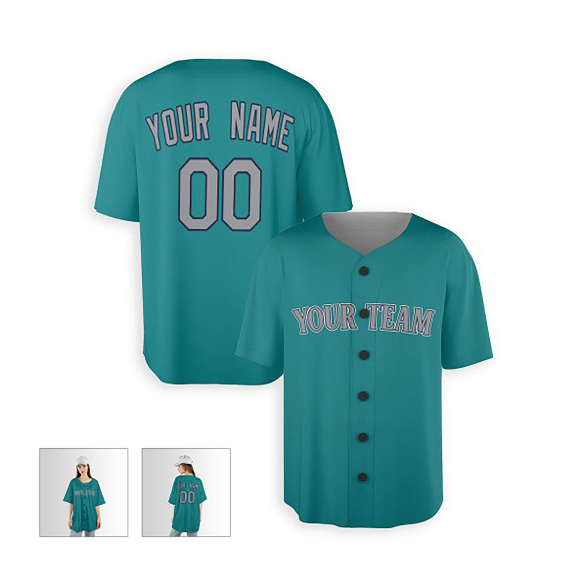 Personalized Seattle Mariners Baseball Jersey - Aqua Green Alternate Style, Custom Name & Number-6