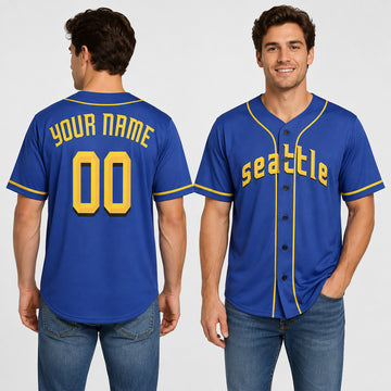 Personalized Seattle Mariners Baseball Jersey - Blue City Connect Style, Custom Name & Number-1
