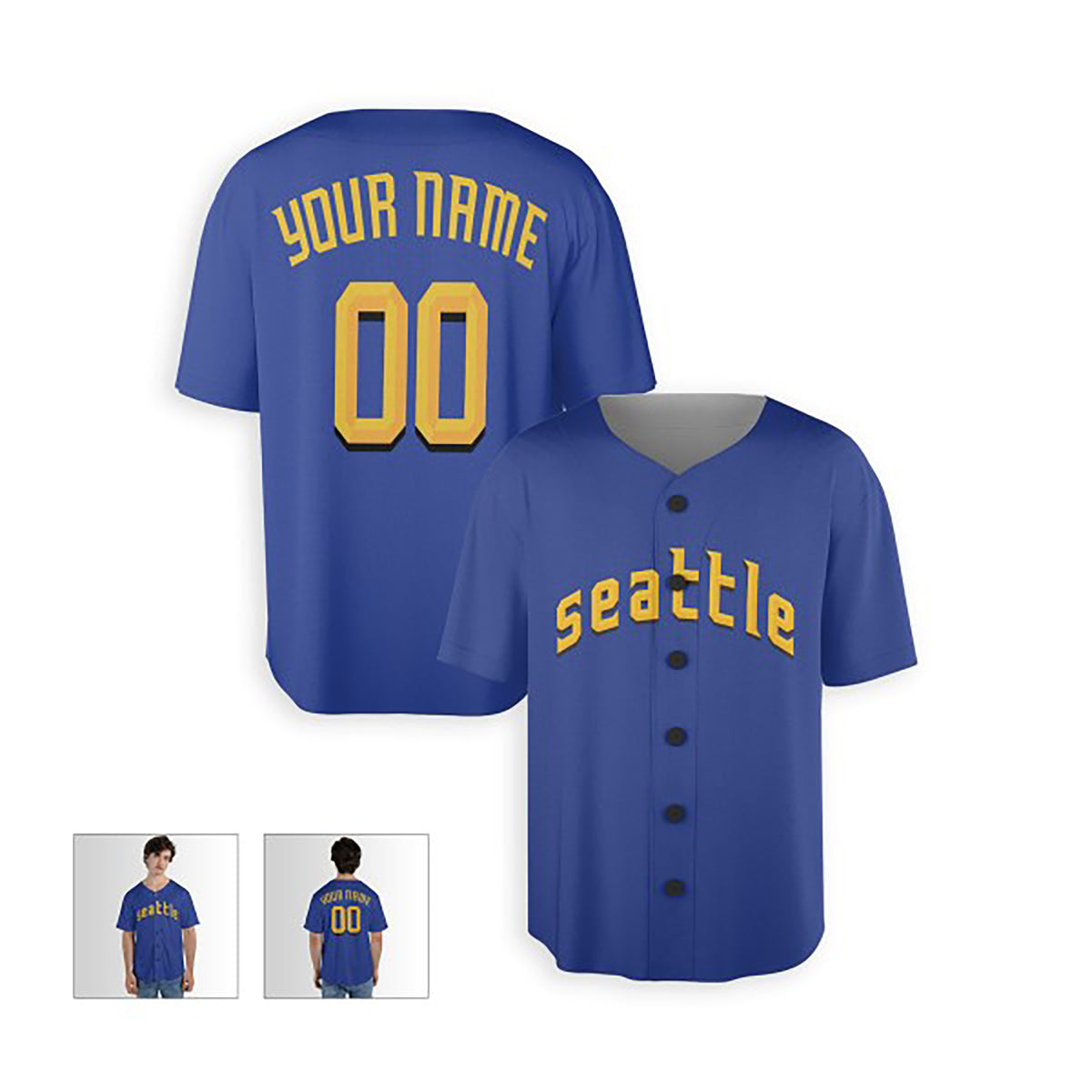 Personalized Seattle Mariners Baseball Jersey - Blue City Connect Style, Custom Name & Number-3