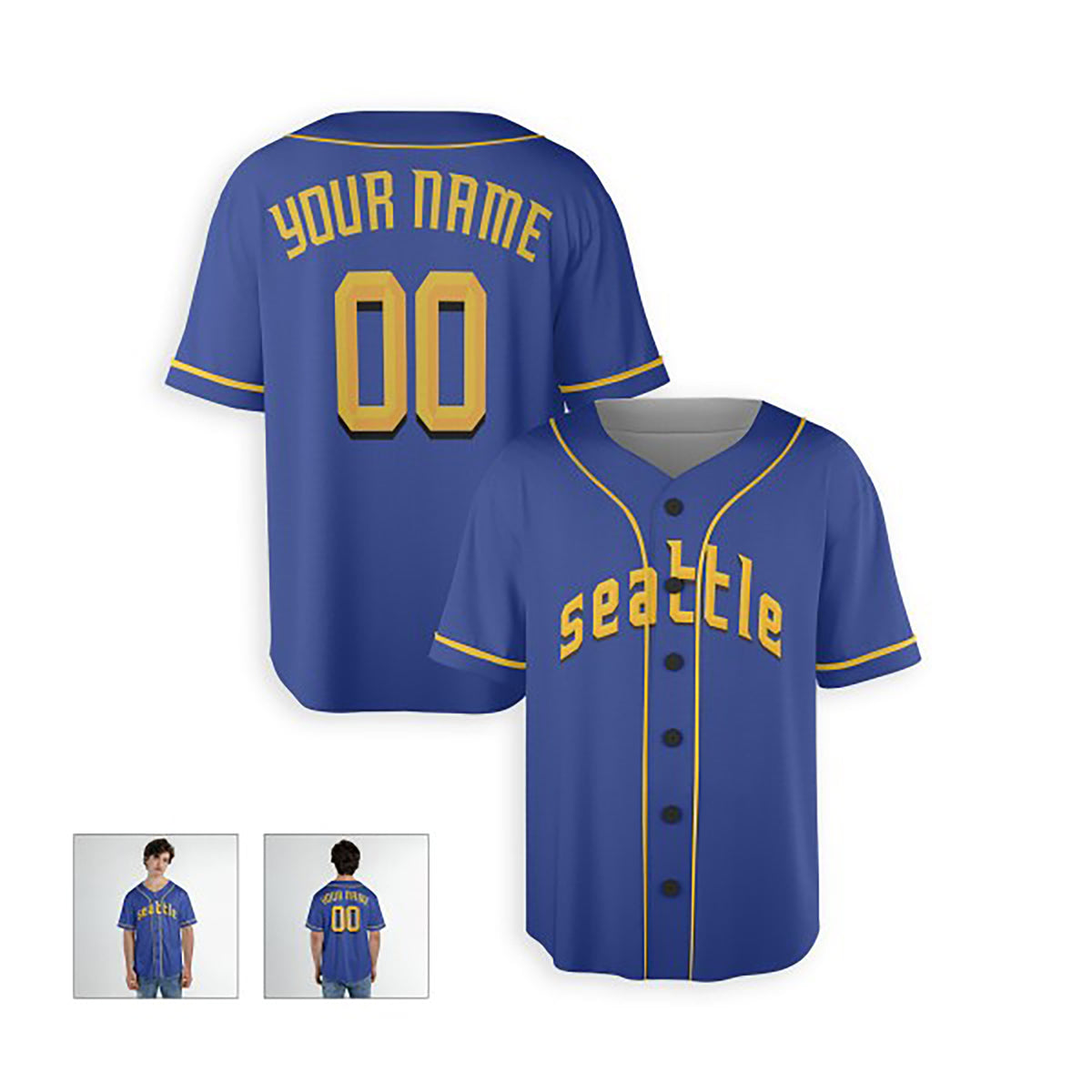 Personalized Seattle Mariners Baseball Jersey - Blue City Connect Style, Custom Name & Number-4