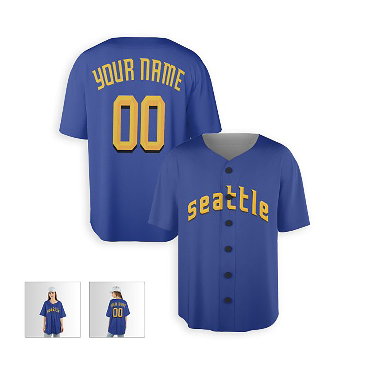 Personalized Seattle Mariners Baseball Jersey - Blue City Connect Style, Custom Name & Number-6
