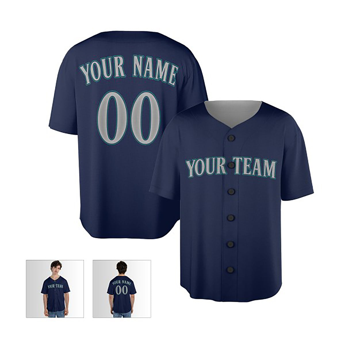 Personalized Seattle Mariners Baseball Jersey - Navy Alternate Style, Custom Name & Number-4
