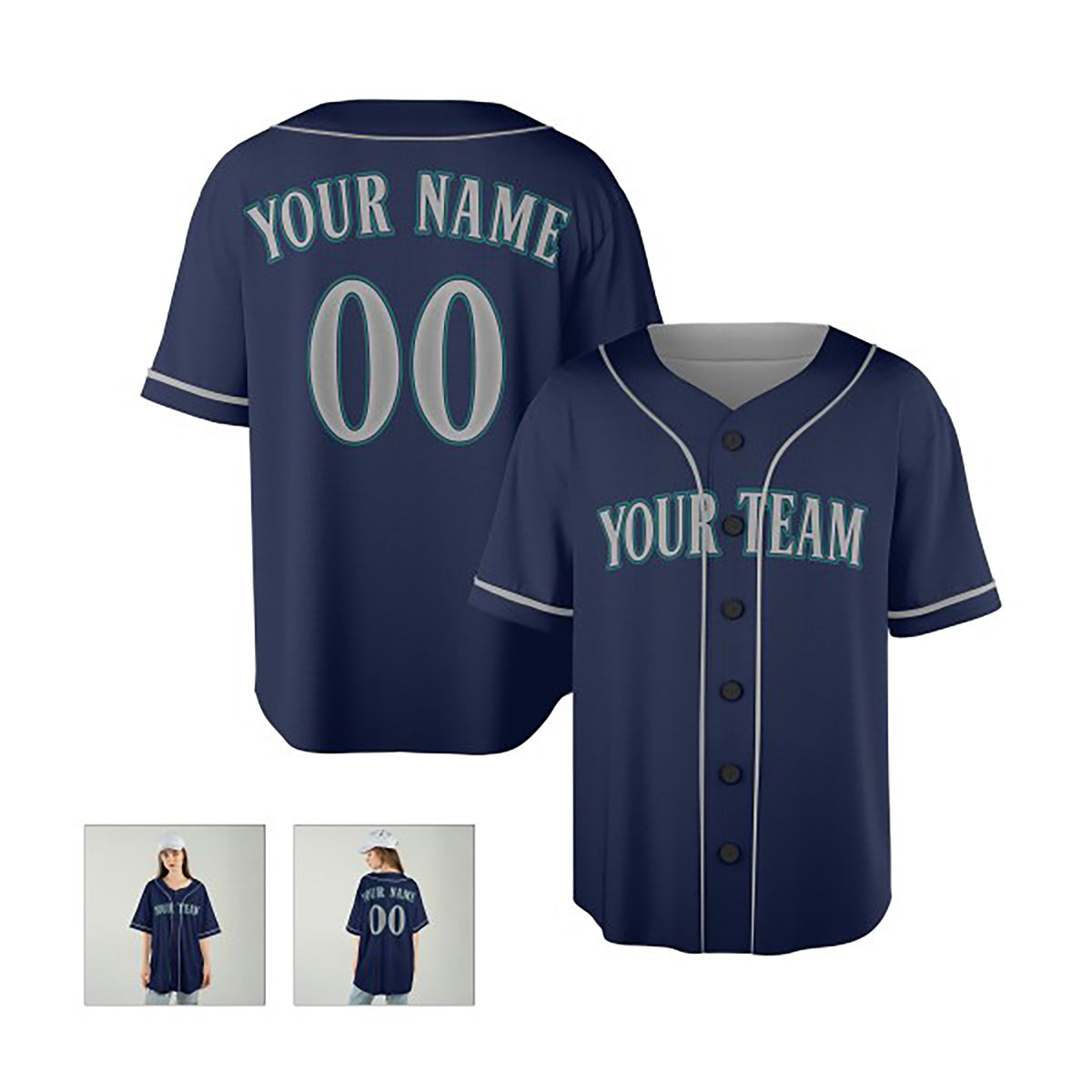 Personalized Seattle Mariners Baseball Jersey - Navy Alternate Style, Custom Name & Number-5