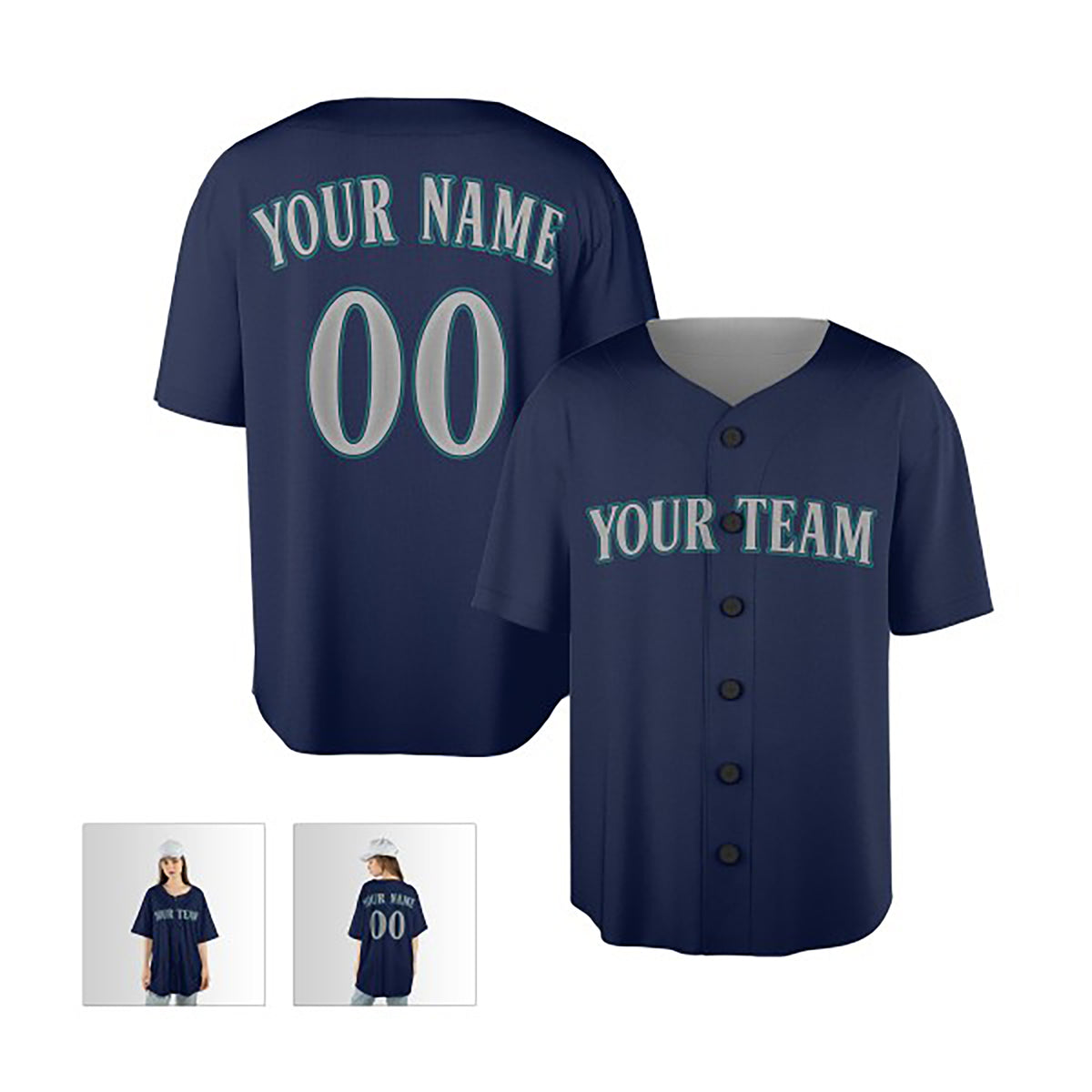 Personalized Seattle Mariners Baseball Jersey - Navy Alternate Style, Custom Name & Number-6