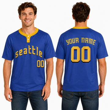Personalized Seattle Mariners Two-Button Baseball Jersey - City Connect Style, Custom Name & Number-1