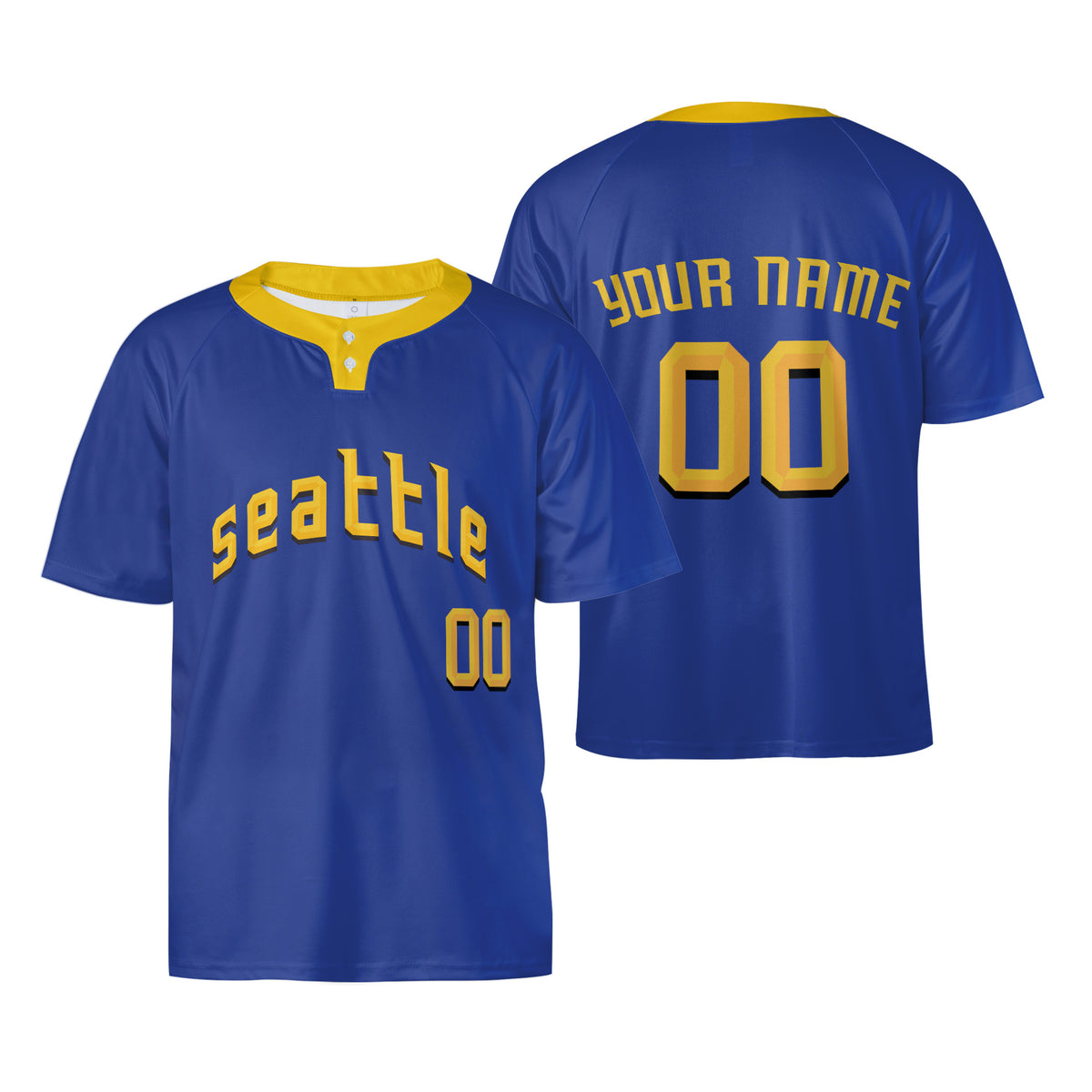 Personalized Seattle Mariners Two-Button Baseball Jersey - City Connect Style, Custom Name & Number-3