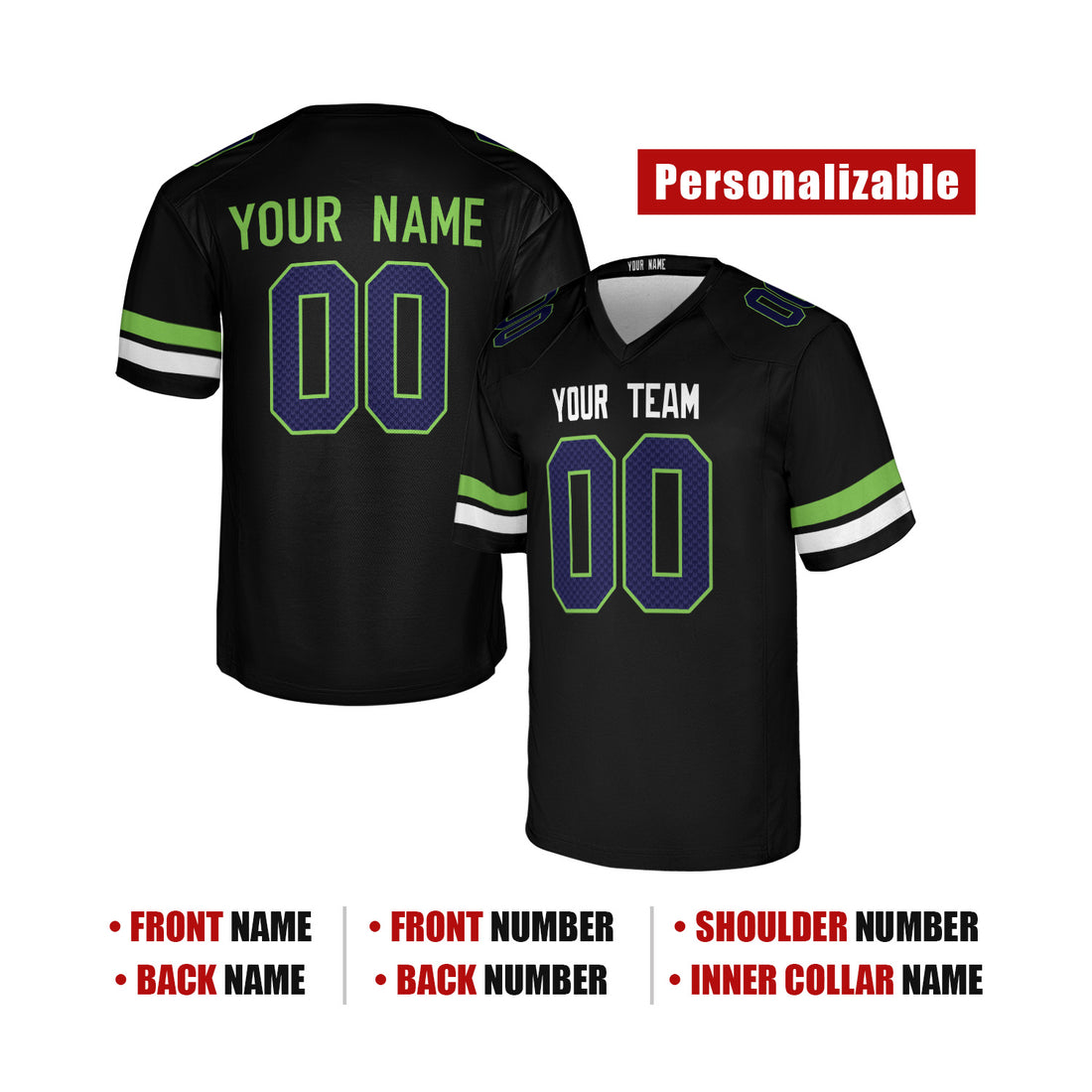 Personalized Seattle Seahawks Football Jersey - Black Super Bowl LX Carbon Fashion Game Style, Custom Name & Number-1