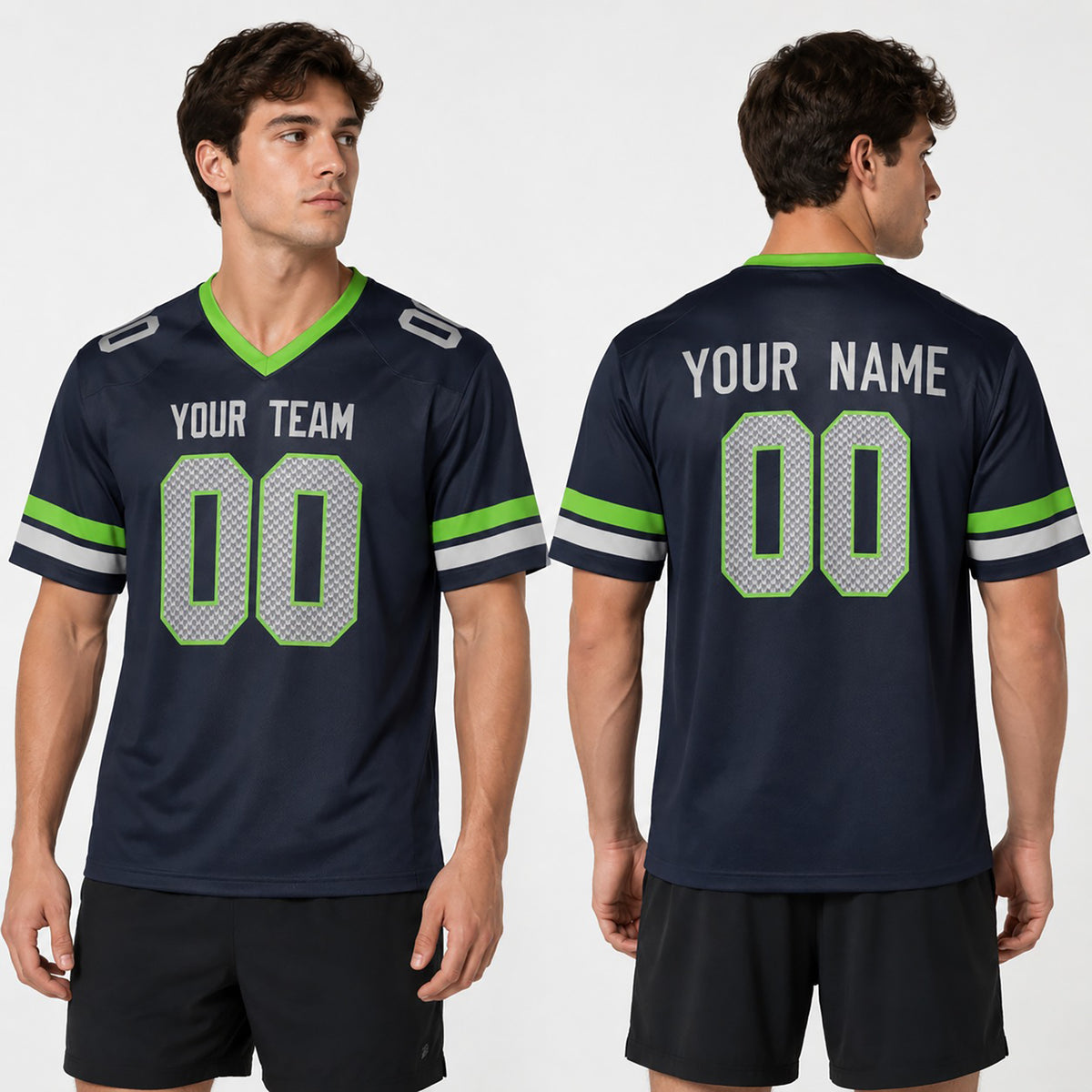 Personalized Seattle Seahawks Football Jersey - College Navy Retro Style, Custom Name & Number-1