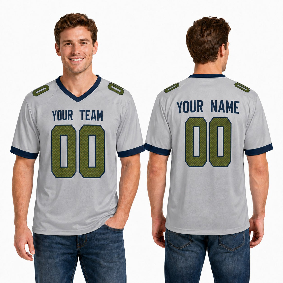Personalized Seattle Seahawks Football Jersey - Gray 2025 Rivalries Style, Custom Name & Number-1