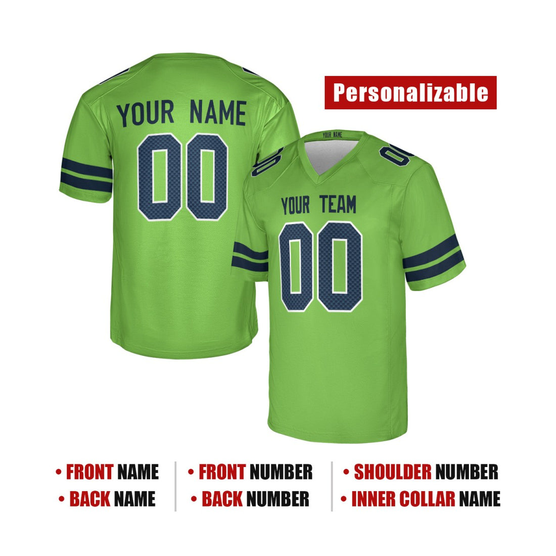 Personalized Seattle Seahawks Football Jersey - Neon Green 50th Season Alternate Style, Custom Name & Number-1