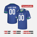 Personalized Seattle Seahawks Football Jersey - Royal Retro Style, Custom Name & Number-2