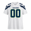 Personalized Seattle Seahawks Football Jersey – White Game Style, Custom Name Patch, Team Name, Number & Logo-3