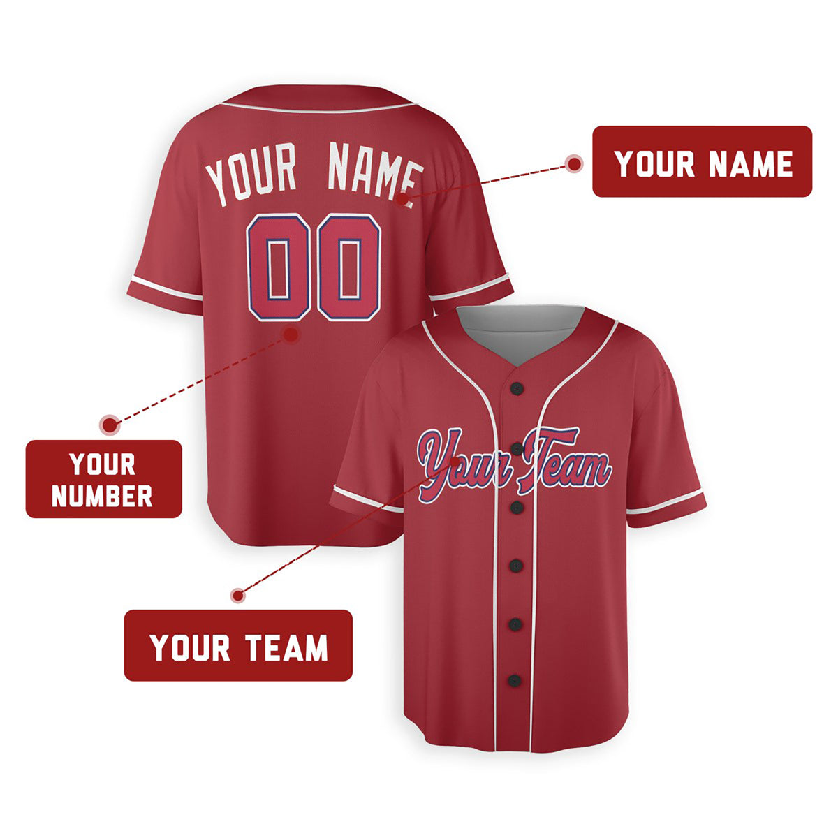 Personalized St. Louis Cardinals Baseball Jersey - Red Alternate Style, Custom Name & Number-2