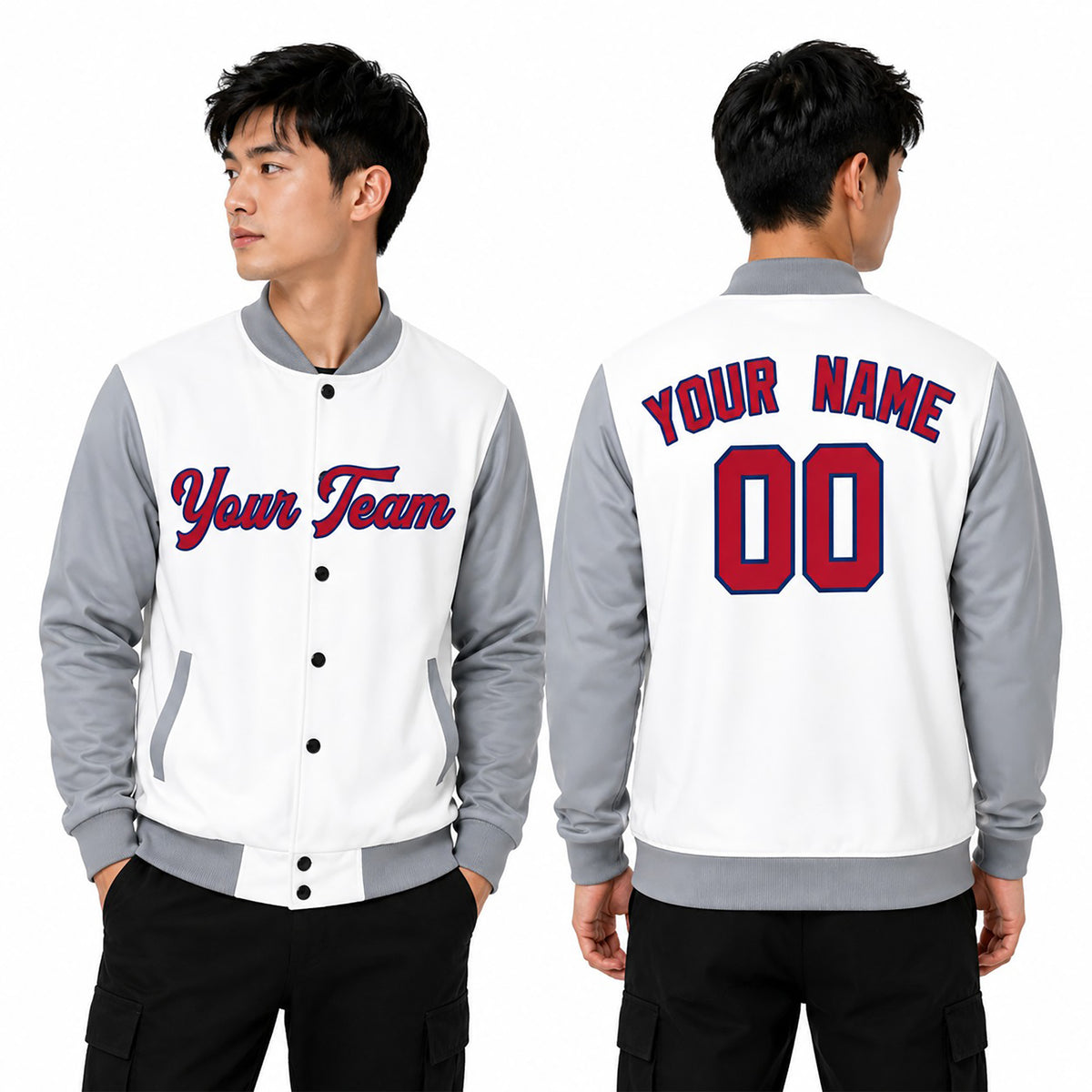 Personalized St. Louis Cardinals Varsity Jacket – White Gray Away Style, Custom Name & Number-1