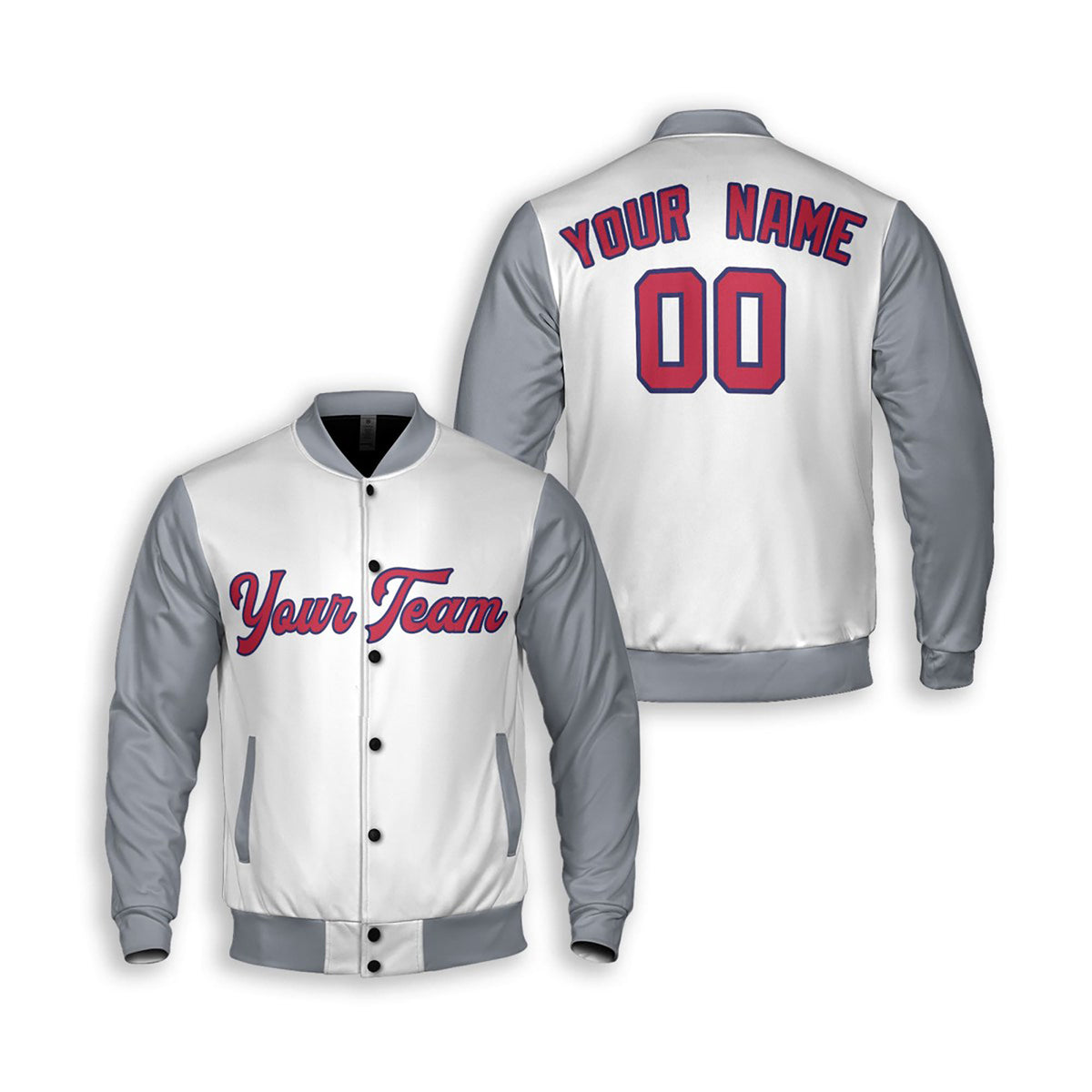 Personalized St. Louis Cardinals Varsity Jacket – White Gray Away Style, Custom Name & Number-3