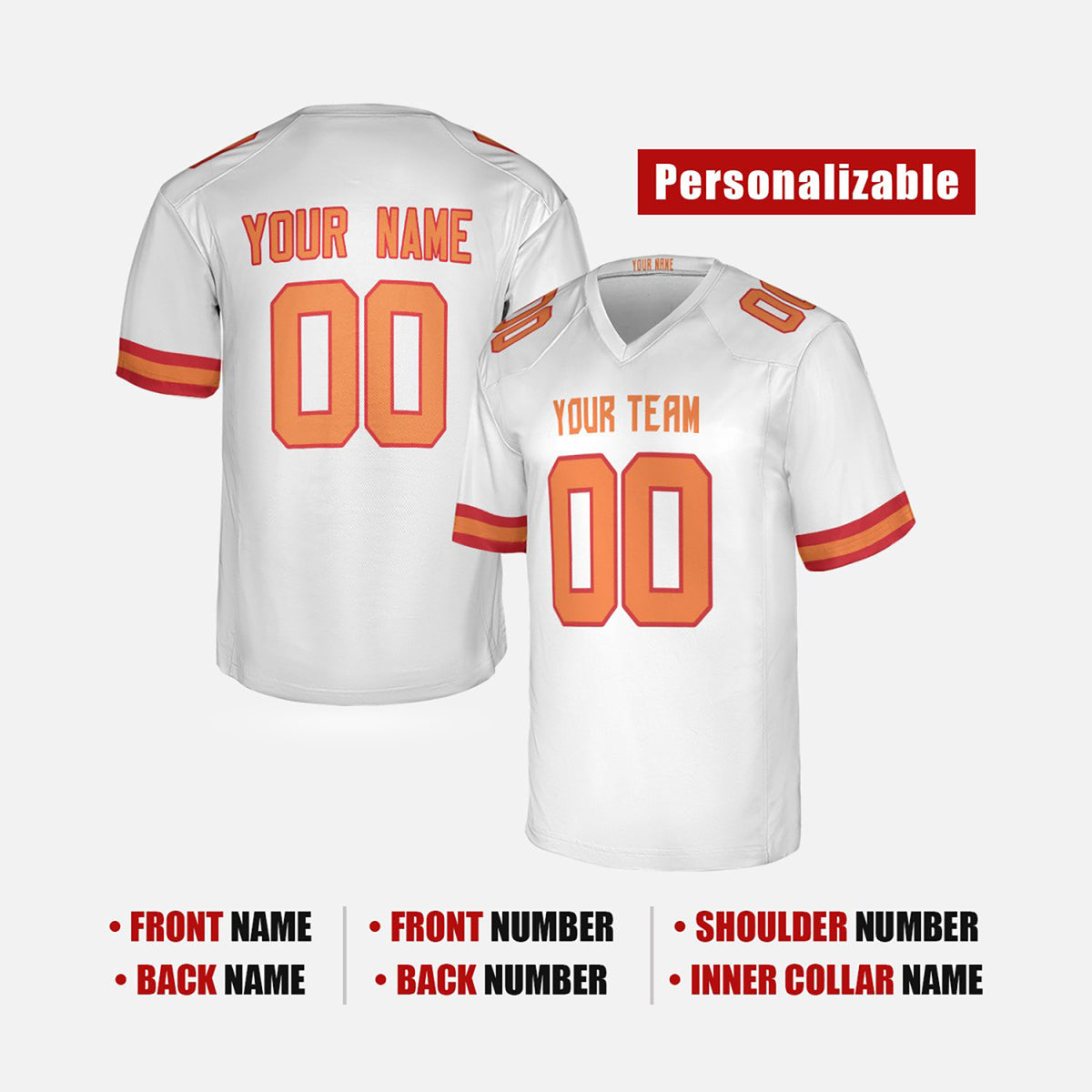 Personalized Tampa Bay Buccaneers Football Jersey - White 50th Season Game Style, Custom Name & Number-2