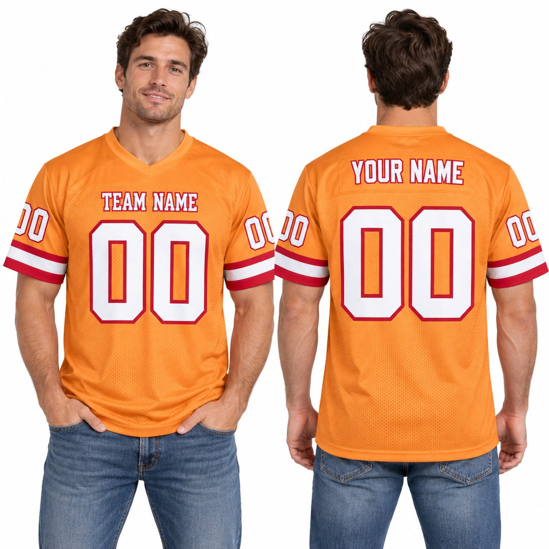 Personalized Tampa Bay Buccaneers Football Jersey – Orange Vapor F.U.S.E. Elite Style, Custom Name Patch, Team Name, Number & Logo-1