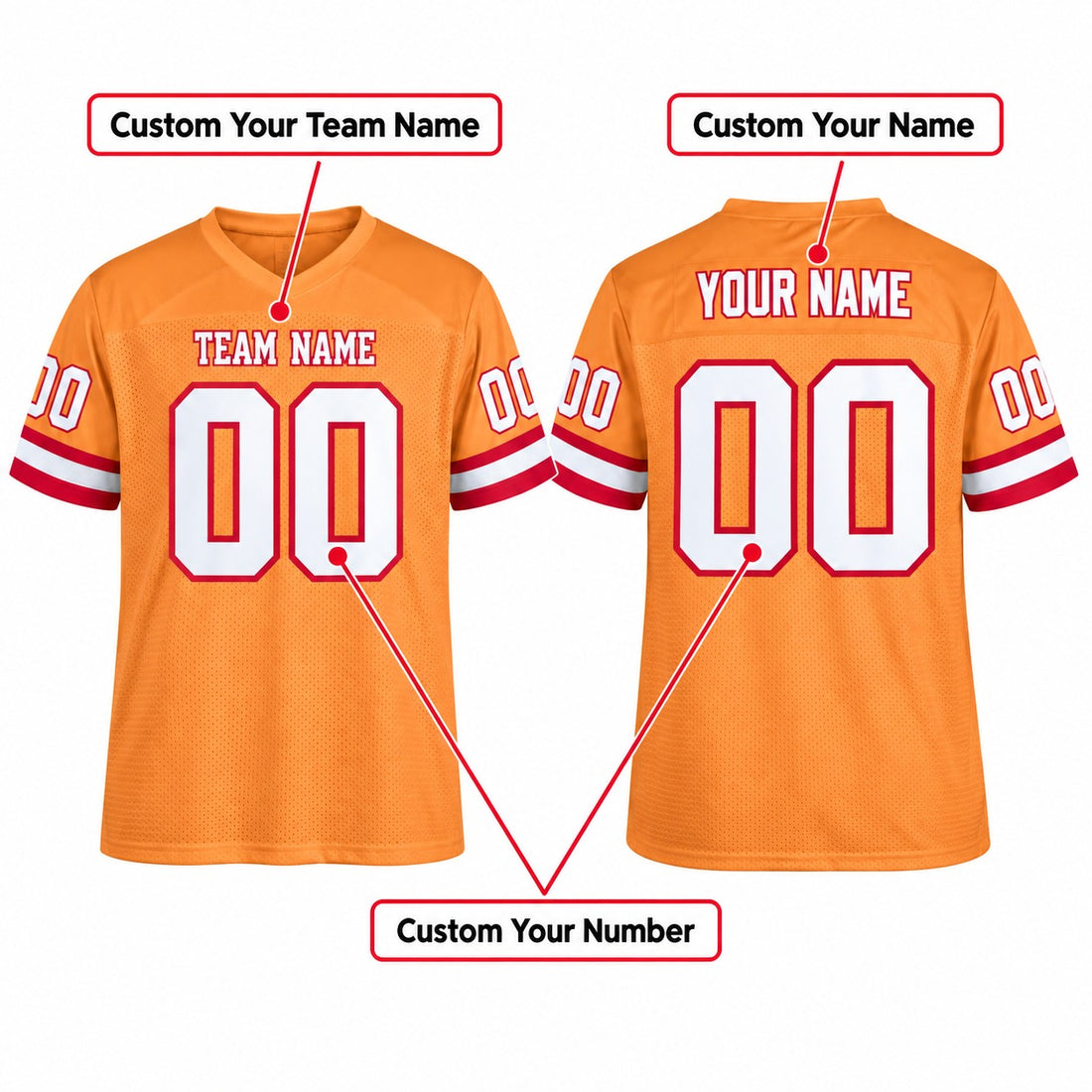 Personalized Tampa Bay Buccaneers Football Jersey – Orange Vapor F.U.S.E. Elite Style, Custom Name Patch, Team Name, Number & Logo-1