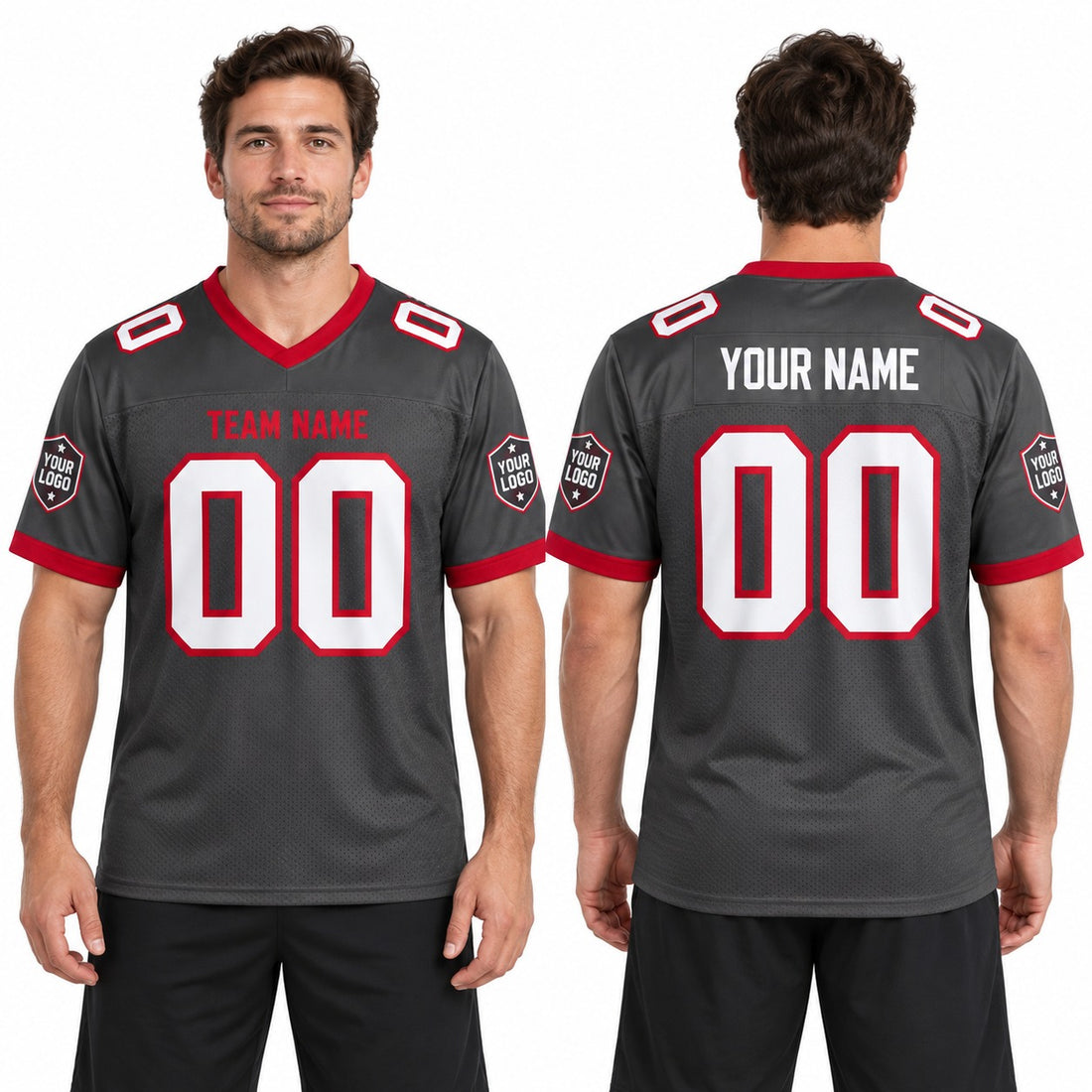 Personalized Tampa Bay Buccaneers Football Jersey – Pewter Alternate Style, Custom Name Patch, Team Name, Number & Logo-1