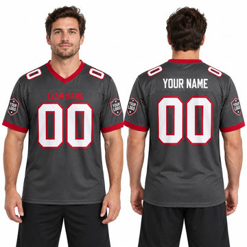 Personalized Tampa Bay Buccaneers Football Jersey – Pewter Alternate Style, Custom Name Patch, Team Name, Number & Logo-1
