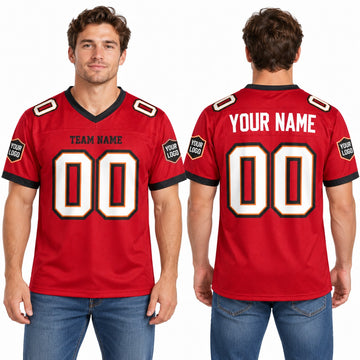 Personalized Tampa Bay Buccaneers Football Jersey – Red Vapor Elite Style, Custom Name Patch, Team Name, Number & Logo-1