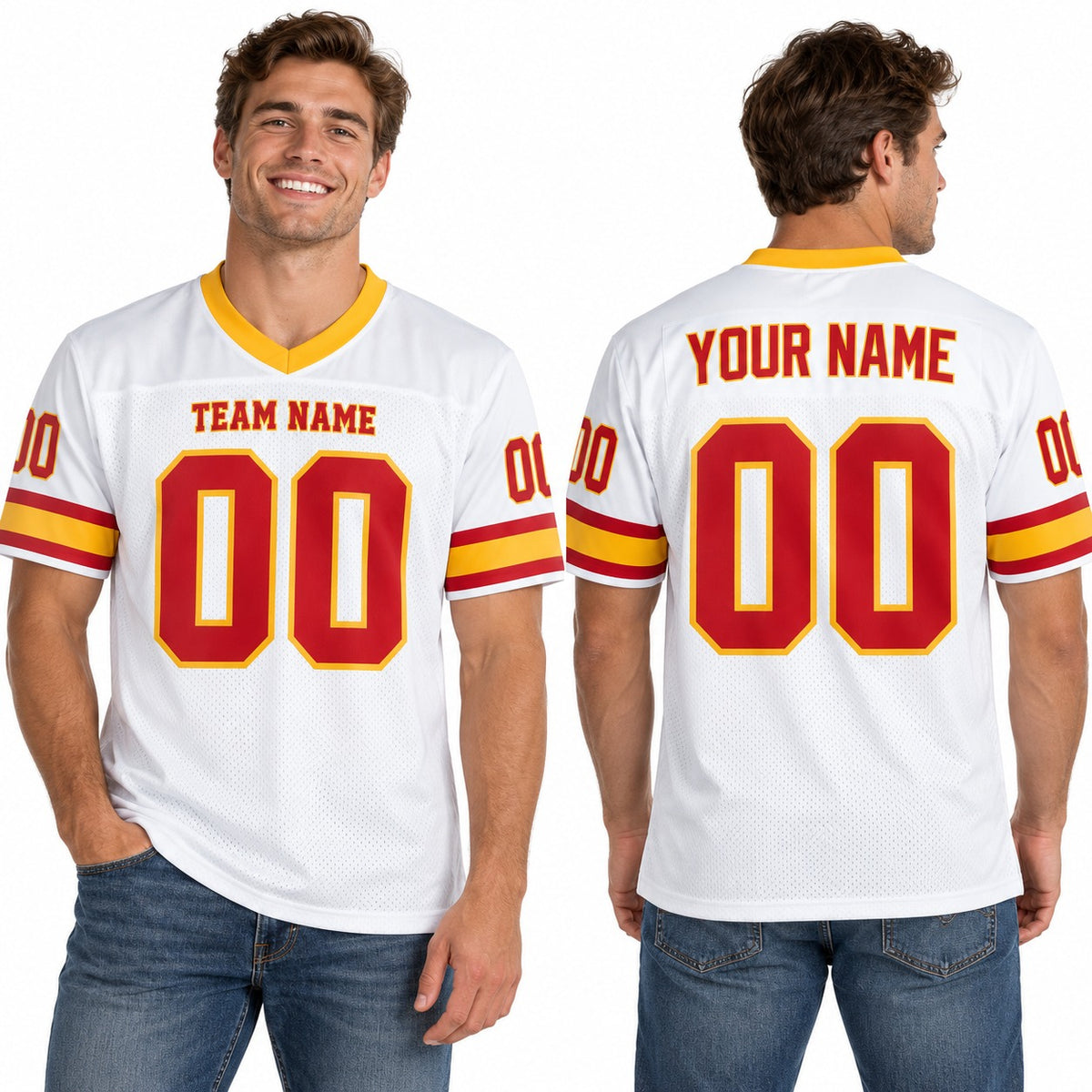 Personalized Tampa Bay Buccaneers Football Jersey – White Legacy Style, Custom Name Patch, Team Name, Number & Logo-1